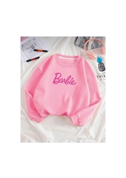 Svart Wear Yeni Sezon Oversize Geniş Kalın Pamuklu (3iplik) Barbie Baskılı Pudra Pembe Sweat