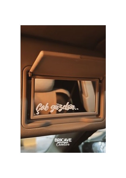 Çok Güzelsin Güneşlik Ayna Yazısı Araba-Motosiklet Cam Etiket Sticker 7,2X1,8Cm