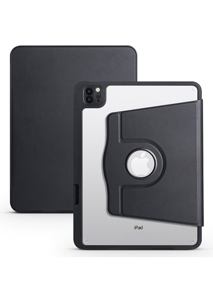 - Apple iPad 10.2 2021 (9.Nesil) - Tablet Kılıfı Kalem Bölmeli Dönebilen Termik Standlı Kılıf - Siyah - T26189