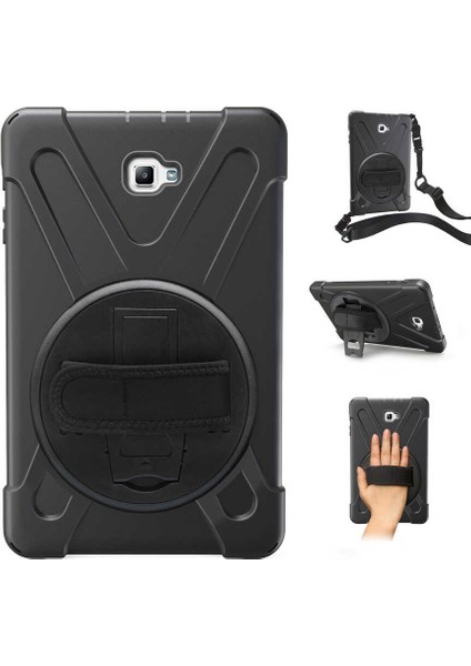 - Samsung Galaxy Tab A T580 10.1 - Tablet Kılıfı Boyun ip Askılı El Tutmaçlı Koruyucu Zırh Tank Defender Kılıf - T18522 fiyatları