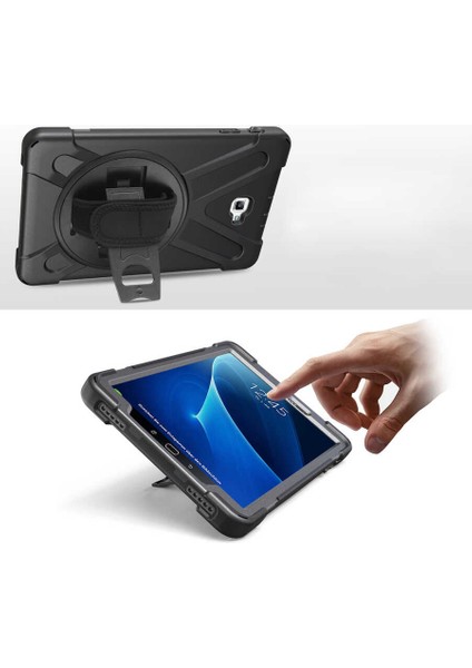 - Samsung Galaxy Tab A T580 10.1 - Tablet Kılıfı Boyun ip Askılı El Tutmaçlı Koruyucu Zırh Tank Defender Kılıf - T18522 modelleri