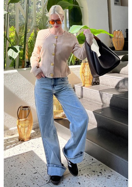 Bej Kemerli ve Dokulu Kadın Ceket MG2209 indirimleri