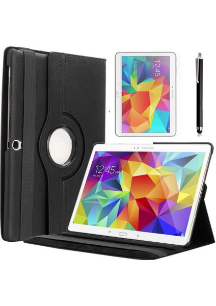 - Samsung Galaxy Tab 4 10.1 T530 - Tablet Kılıfı 360 full Korumalı Yatay Dikey Dönebilen Standlı Kılıf - Siyah - T4914