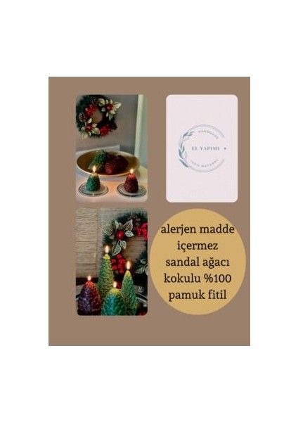 2 Li Mum Kozalak Kokulu Mum Yılbaşı Mumu fiyatları