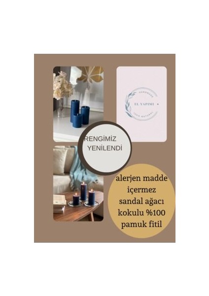 Bar&parti Mavi Sandal Ağacı Kokulu Silindir Mum fiyatları