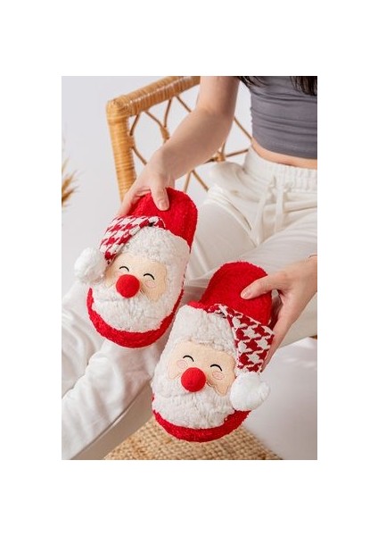 Noel Baba Yılbaşı Terliği Ev Pandufu Ev Terliği Misafir Terliği