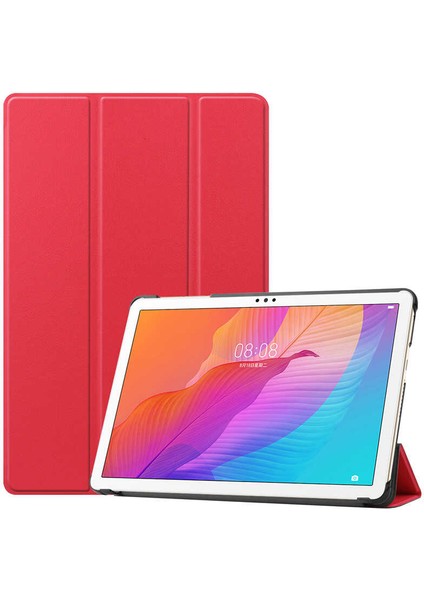 Matepad T10 9.7.inç Kılıf Smart Cover Standlı 1-1 Kılıf Kırmızı