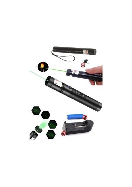 Yeni Model - Turbo Yeşil Şarjlı Lazer Pointer Metal Kasa Green Laser Ultra Güçlü 2024 Series