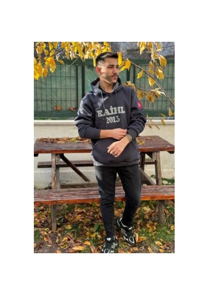 Unisex Eaihl 2013 Nakışlı Baskılı Içi Polarlı Oversize Kapüşonlu Kolej Hoodie Sweatshirt fiyatları