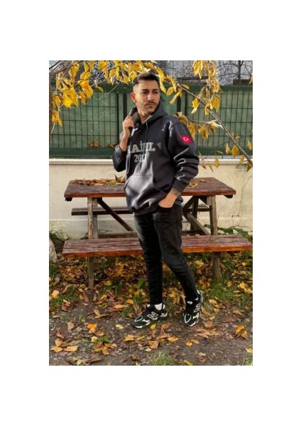 Unisex Eaihl 2013 Nakışlı Baskılı Içi Polarlı Oversize Kapüşonlu Kolej Hoodie Sweatshirt fırsatları