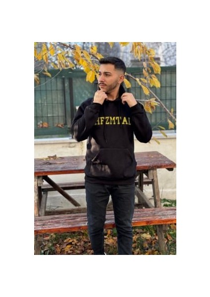 Unisex Hfzmtal Nakışlı Baskılı Içi Polarlı Oversize Kapüşonlu Kolej Hoodie Sweatshirt fiyatları