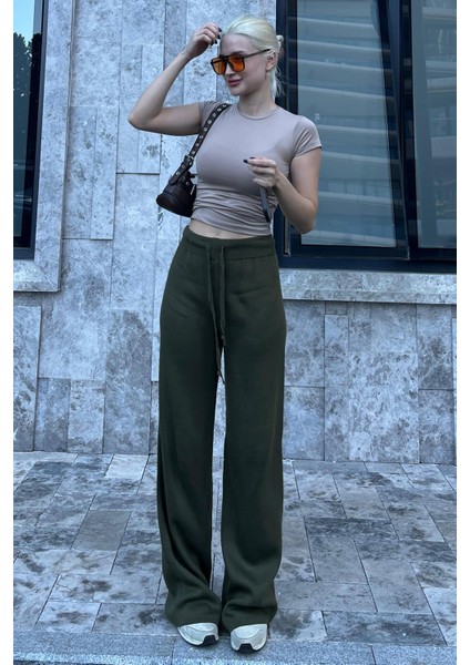 Haki Beli Ayarlanabilir Geniş Paça Pantolon MG2089