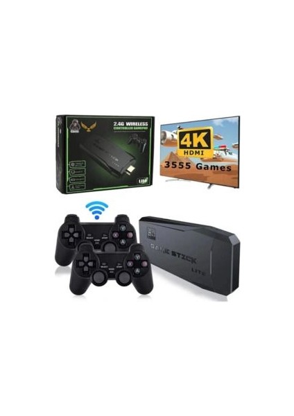 Leons 2.4g Uyumlu Kablosuz Çift Kol Oyunlar 4K Game Stick 3500 Oyun Atari Oyun