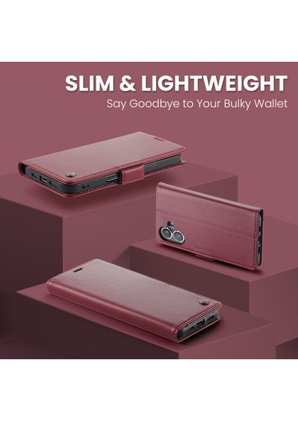 iPhone 16 Plus Için Pu Deri Standli Cüzdan Flip Telefon Kılıfı - Kırmızı (Yurt Dışından) fiyatları