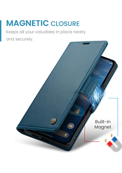 Pixel 9 Için Pu Deri Standli Cüzdan Flip Telefon Kılıfı - Mavi (Yurt Dışından)