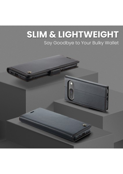 Pixel 9 Için Pu Deri Standli Cüzdan Flip Telefon Kılıfı - Siyah (Yurt Dışından)