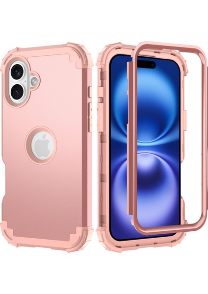 iPhone 16 Plus Için Yumuşak Silikon Sert Pc Tampon Telefon Kılıfı - Rose Gold (Yurt Dışından)