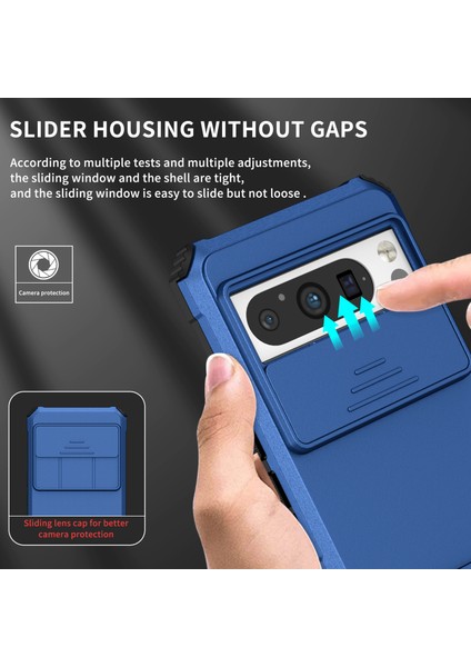 Pixel 8 Pro Kayar Kamera Kapaklı Sağlam Standı Telefon Kılıfı - Mavi (Yurt Dışından) modelleri