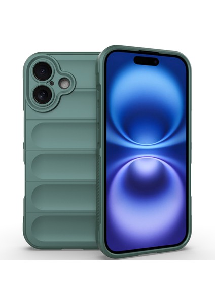iPhone 16 Plus Için Yumuşak Kauçuk Şok Emici Telefon Kılıfı - Yeşil (Yurt Dışından) fiyatları