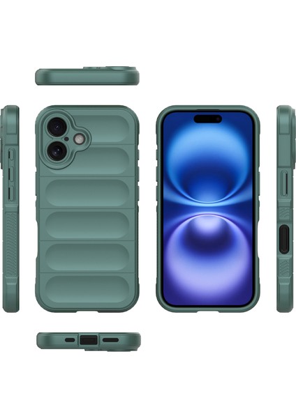 iPhone 16 Plus Için Yumuşak Kauçuk Şok Emici Telefon Kılıfı - Yeşil (Yurt Dışından) modelleri