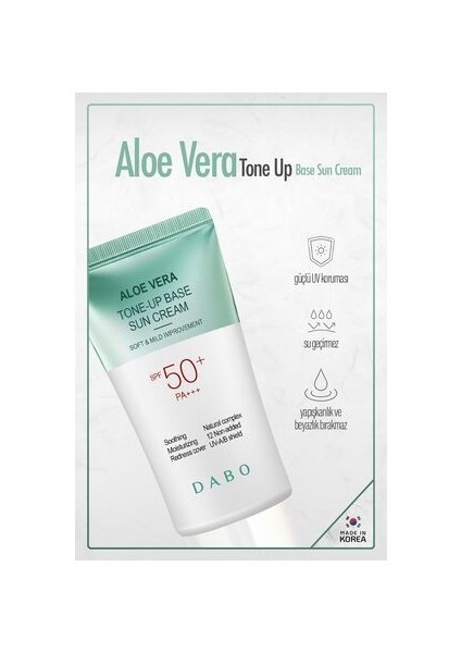 Sakinleştirici, Nemlendiricili Aloe Vera Içerikli Tone-Up Güneş Kremi Made In Korea modelleri