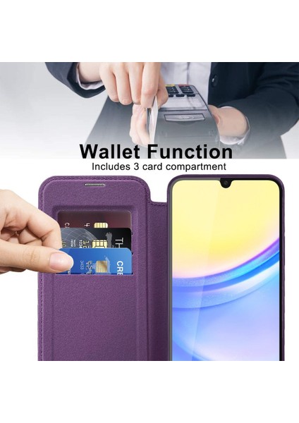 Samsung Galaxy A15 Için Magsafe Şeffaf Elektrokaplama Manyetik Pu Deri Telefon Kılıfı - Mor (Yurt Dışından) fırsatları