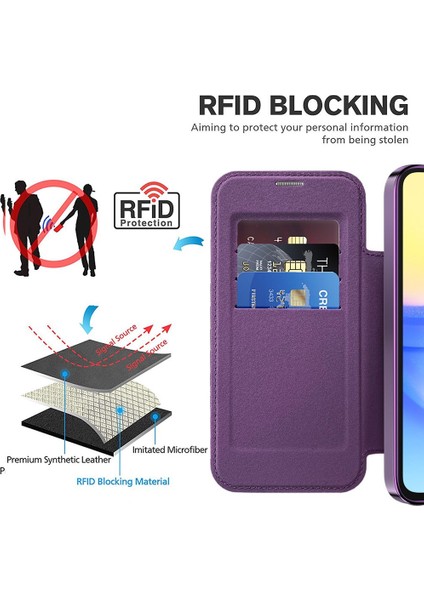 Samsung Galaxy A15 Için Magsafe Şeffaf Elektrokaplama Manyetik Pu Deri Telefon Kılıfı - Mor (Yurt Dışından) indirimleri