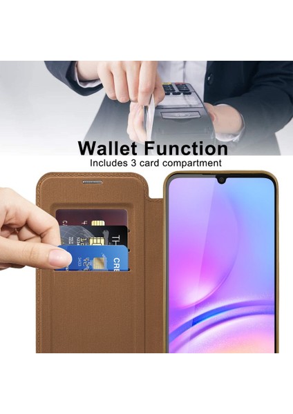 Samsung Galaxy A05S Için Magsafe Şeffaf Elektrokaplama Manyetik Pu Deri Telefon Kılıfı - Kahverengi (Yurt Dışından)