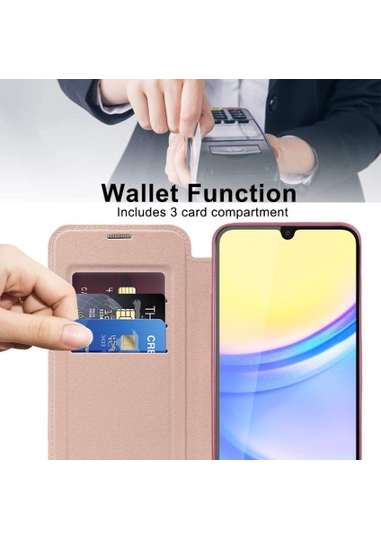 Samsung Galaxy A15 Için Magsafe Şeffaf Elektrokaplama Manyetik Pu Deri Telefon Kılıfı - Pembe (Yurt Dışından)