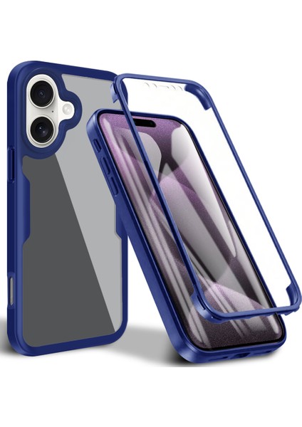 iPhone 16 Için Yumuşak Tpu Ekran Koruyucu Tam Vücut Telefon Kılıfı - Mavi (Yurt Dışından)
