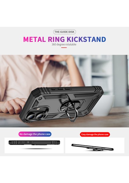 iPhone 16 Için Halka Tutuculu Çift Katmanlı Telefon Kılıfı - Siyah (Yurt Dışından) indirimleri