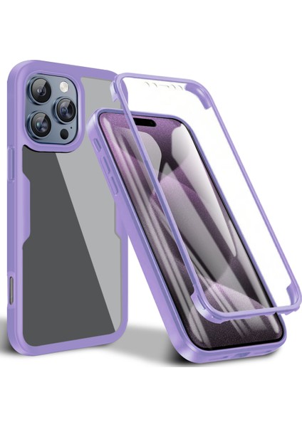 iPhone 16 Pro Için Yumuşak Tpu Ekran Koruyucu Tam Vücut Telefon Kılıfı - Mor (Yurt Dışından)