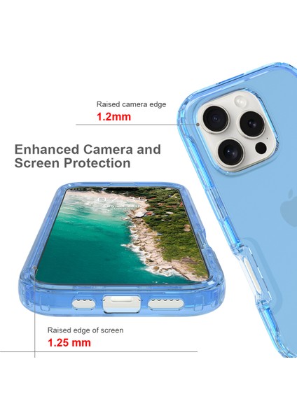 iPhone 16 Pro Max Için Dahili Ekran Koruyucu Tam Gövde Koruma Telefon Kılıfı - Gök Mavisi (Yurt Dışından) fırsatları