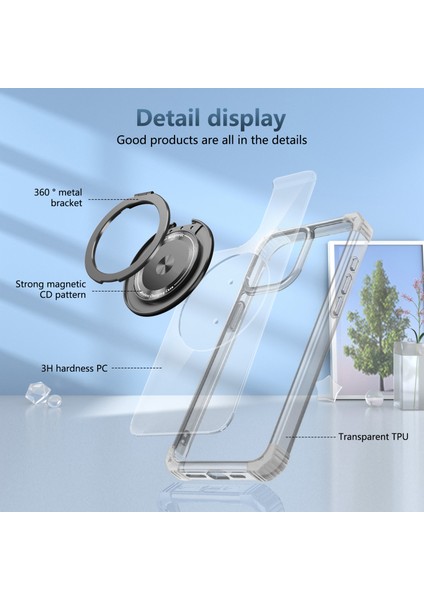 iPhone 16 Pro Max Için Magsafe Ring Stand Düşme Telefon Kılıfı ile Uyumlu - Siyah (Yurt Dışından) fiyatları