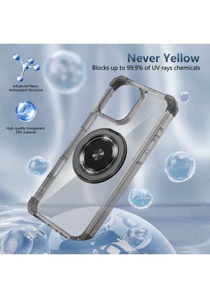iPhone 16 Pro Max Için Magsafe Ring Stand Düşme Telefon Kılıfı ile Uyumlu - Siyah (Yurt Dışından) modelleri