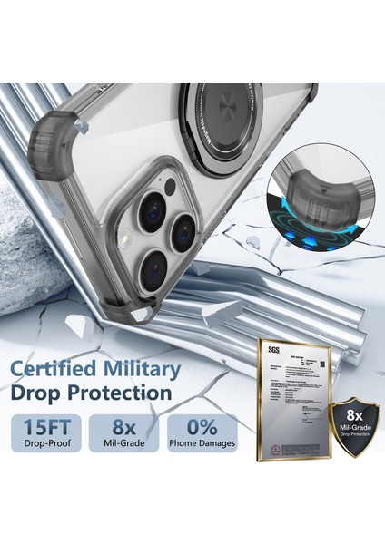 iPhone 16 Pro Max Için Magsafe Ring Stand Düşme Telefon Kılıfı ile Uyumlu - Siyah (Yurt Dışından) fırsatları