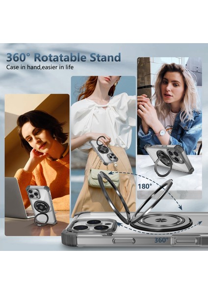 iPhone 16 Pro Max Için Magsafe Ring Stand Düşme Telefon Kılıfı ile Uyumlu - Siyah (Yurt Dışından) indirimleri