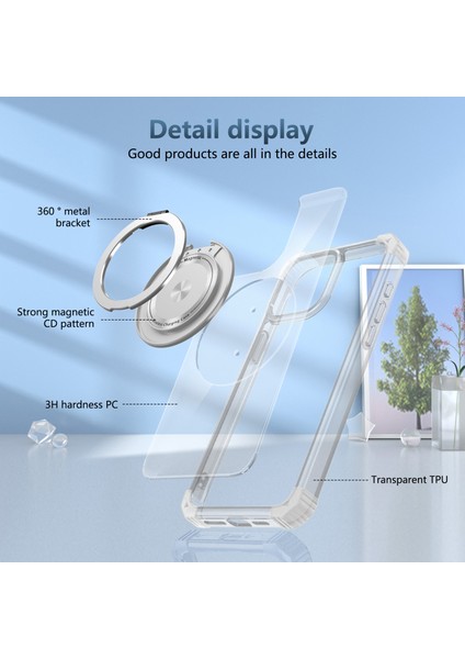 iPhone 16 Pro Max Için Magsafe Ring Stand Düşme Telefon Kılıfı ile Uyumlu - Şeffaf (Yurt Dışından) fiyatları