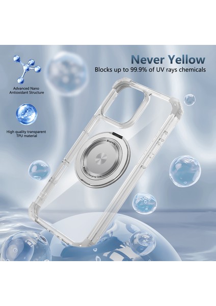 iPhone 16 Pro Max Için Magsafe Ring Stand Düşme Telefon Kılıfı ile Uyumlu - Şeffaf (Yurt Dışından) modelleri