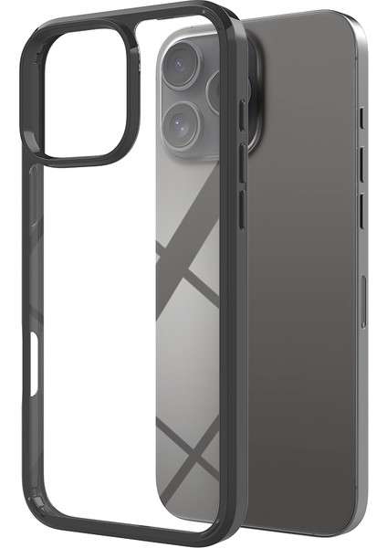 iPhone 16 Pro Max Için Ince Kristal Şeffaf Sert Akrilik Tpu Tampon Telefon Kılıfı - Siyah (Yurt Dışından) fiyatları