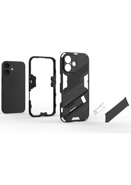 iPhone 16 Plus Için Sert Pc Tpu Tampon Hibrit Düşmeye Karşı Koruyucu Stand Telefon Kılıfı - Kırmızı (Yurt Dışından) fiyatları