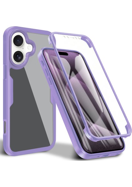 iPhone 16 Için Yumuşak Tpu Ekran Koruyucu Tam Vücut Telefon Kılıfı - Mor (Yurt Dışından)
