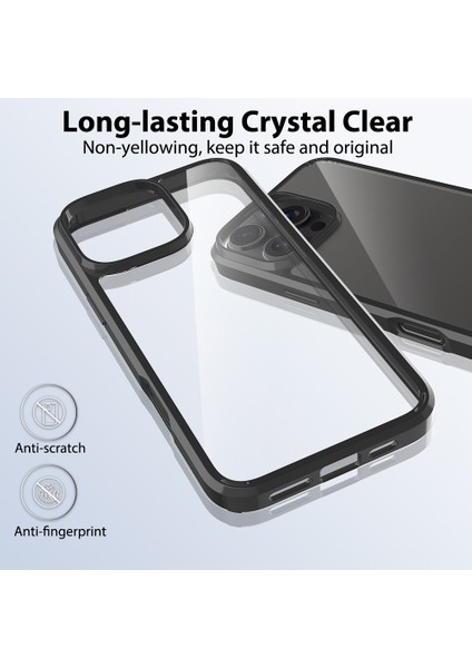 iPhone 16 Pro Max Için Ince Kristal Şeffaf Sert Akrilik Tpu Tampon Telefon Kılıfı - Siyah (Yurt Dışından) modelleri