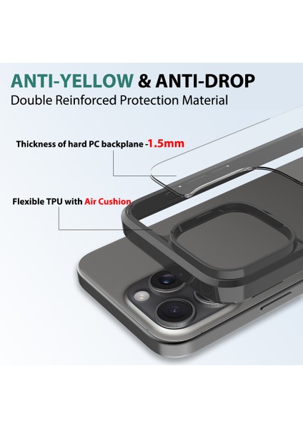 iPhone 16 Pro Max Için Ince Kristal Şeffaf Sert Akrilik Tpu Tampon Telefon Kılıfı - Siyah (Yurt Dışından) fırsatları