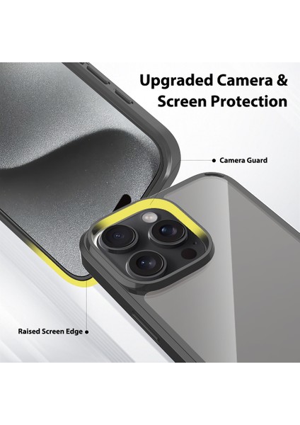 iPhone 16 Pro Max Için Ince Kristal Şeffaf Sert Akrilik Tpu Tampon Telefon Kılıfı - Siyah (Yurt Dışından) indirimleri