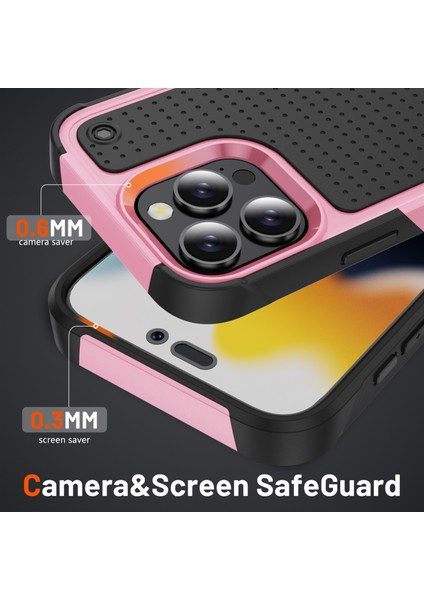 iPhone 16 Pro Için Hibrit 2'si 1 Arada Sert Pc Yumuşak Tpu Dayanıklı Telefon Kılıfı - Pembe - Siyah (Yurt Dışından) fırsatları