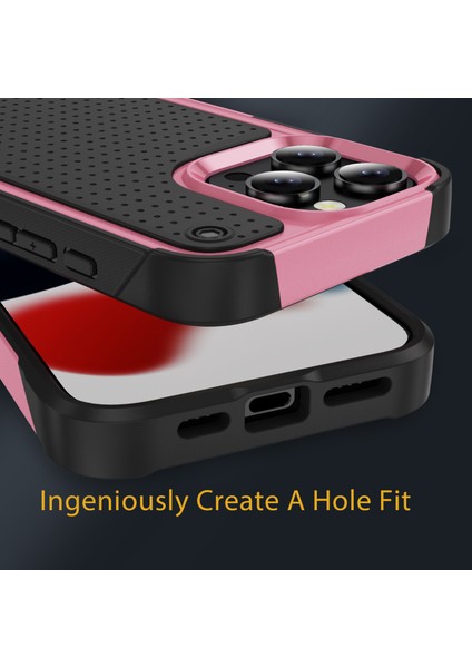 iPhone 16 Pro Için Hibrit 2'si 1 Arada Sert Pc Yumuşak Tpu Dayanıklı Telefon Kılıfı - Pembe - Siyah (Yurt Dışından) indirimleri