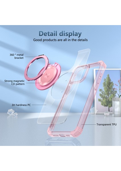 iPhone 16 Pro Max Için Magsafe Ring Stand Düşme Telefon Kılıfı ile Uyumlu - Pembe (Yurt Dışından) fiyatları