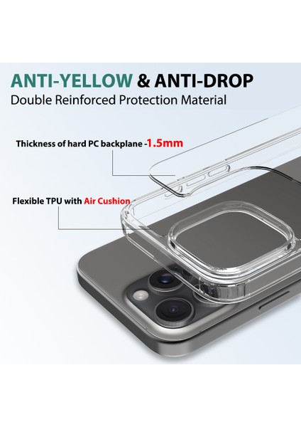 iPhone 16 Pro Max Için Ince Kristal Şeffaf Sert Akrilik Tpu Tampon Telefon Kılıfı - Şeffaf (Yurt Dışından) indirimleri