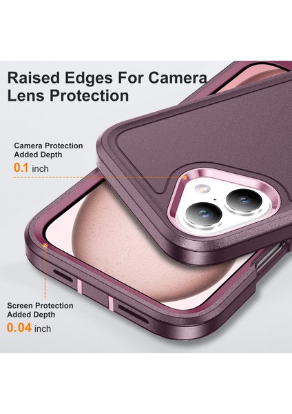 iPhone 16 Için Hibrit Yumuşak Silikon Sert Pc Arka Tampon Stand Telefon Kılıfı - Mor (Yurt Dışından) indirimleri